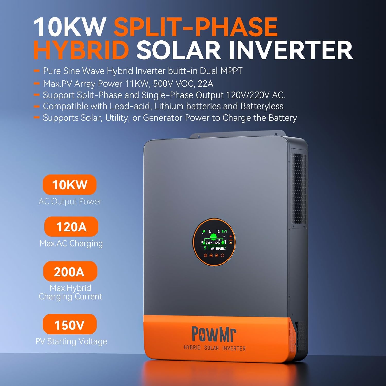 PowMr 10KW gesplitste fase-omv - Drone Solar Charger recensie en prijs